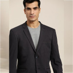 Men Black Solid Single-Breasted Slim Fit Smart Casual Blazer