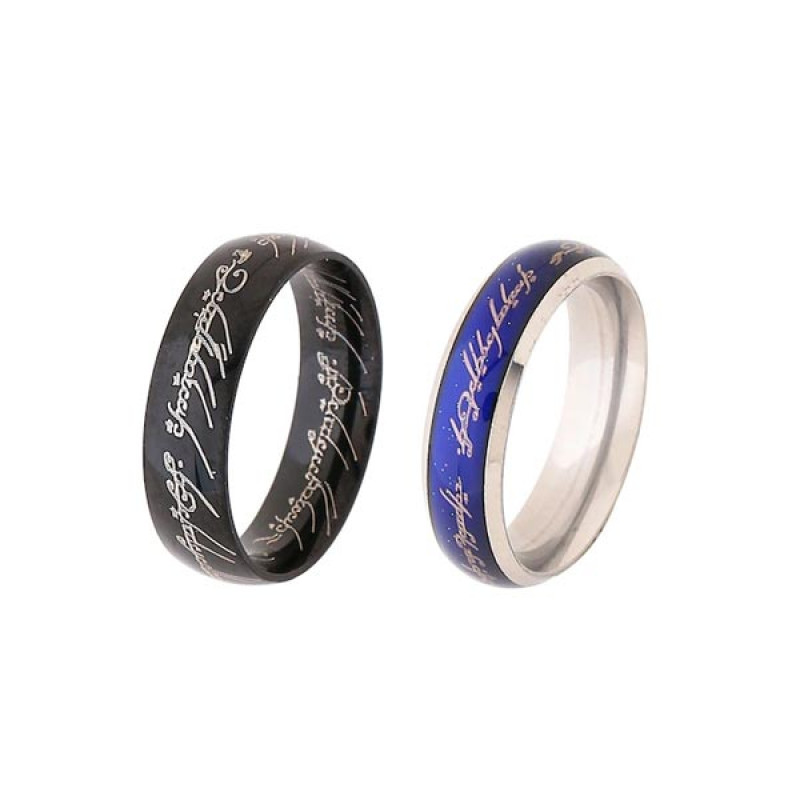 Men Set of 2 Dragon Celtic Inlay Polish Finish Titanium Steel Rings