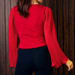 Women Red Wrap Top