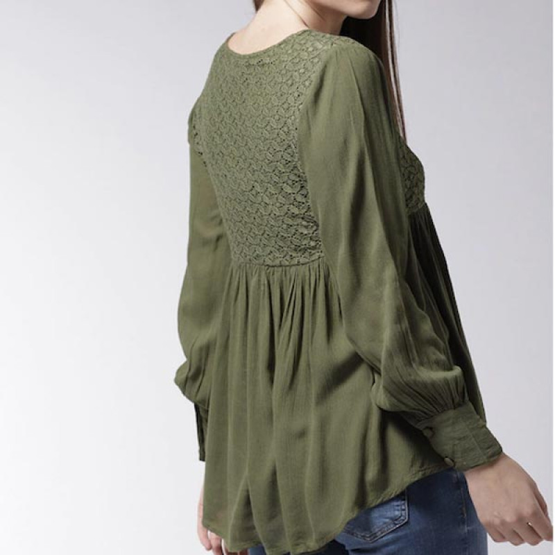 Olive Green Self-Design Empire Top